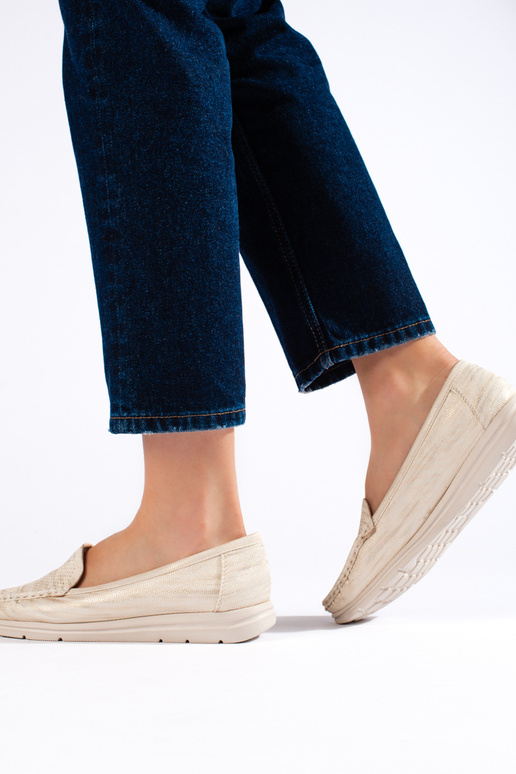 Beige Damenmokassins Beige Damenmokassins