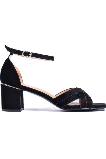 schwarze Wildledersandalen