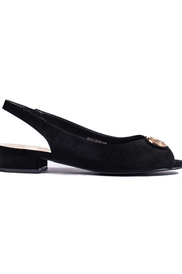 schwarze Wildledersandalen