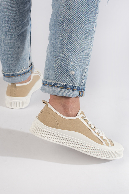 Beige Damenschuhe mit Plateau Beige Damenschuhe mit Plateau