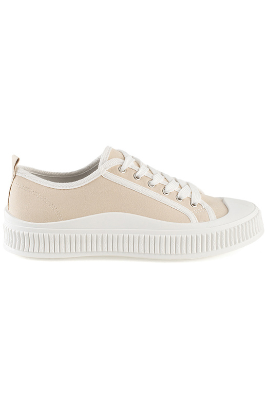 Beigefarbene Sneakers mit Plateau
