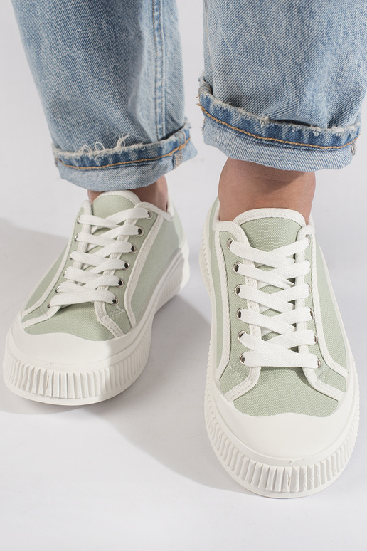 Hellgrüner Damenschuh mit Plateau