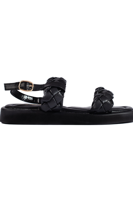 schwarze Sandalen mit geflochtenen...