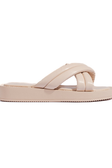 Beige Hausschuhe mit Plateau