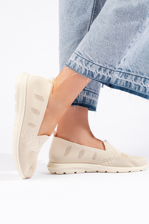 Beiger Textil-Slipper für Damen