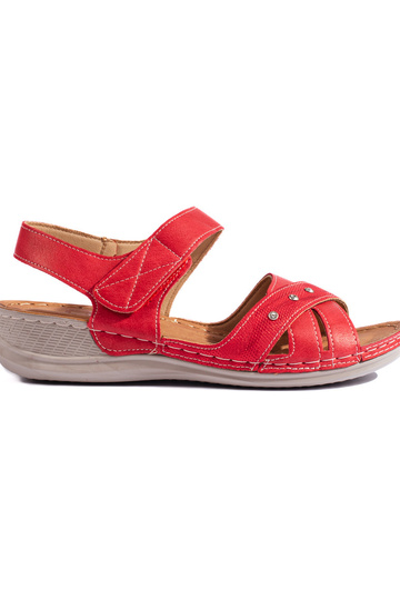 rote Plateausandalen