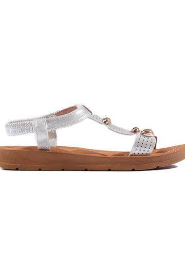 silberfarbene Sandalen mit...