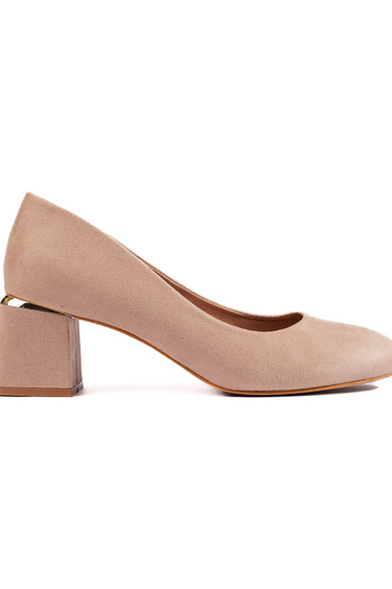 beige Wildleder-High Heels
