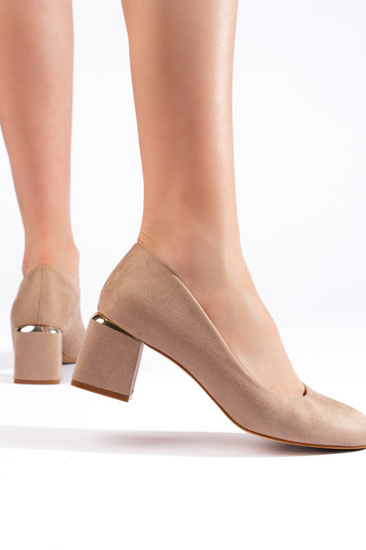 beige Wildleder-High Heels