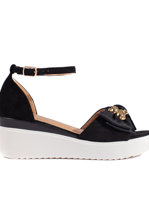 schwarze Sandalen mit Schleife