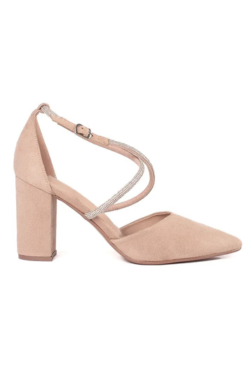 Beige Wildleder-High-Heels...