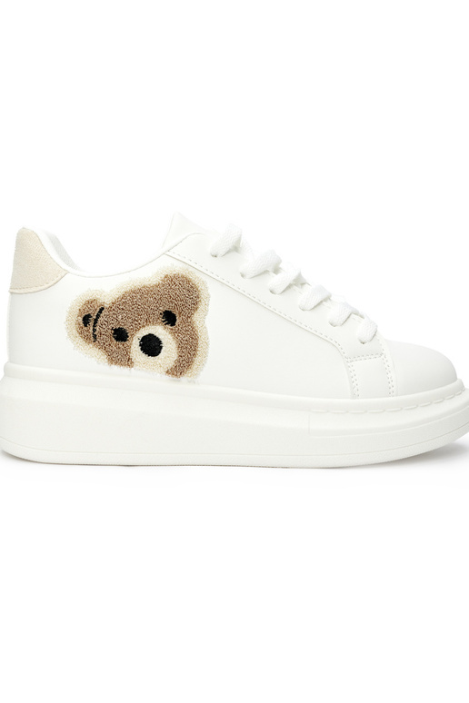 weiße Damen-Sportschuhe mit Teddybären