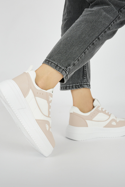 Weiß-rosa Damen-Sportschuhe mit Plateau Weiß-rosa Damen-Sportschuhe mit Plateau