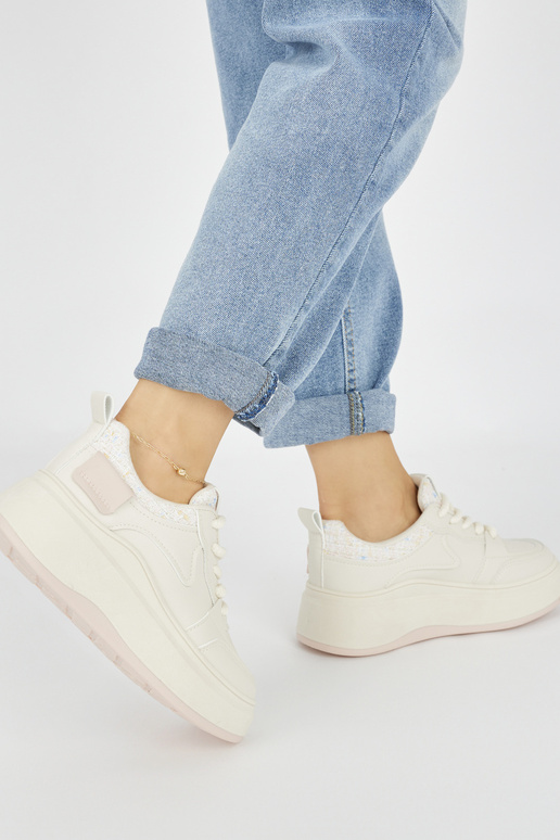 Cremefarbene Damen-Sneakers,...