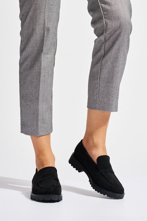 Damenmokassins aus schwarzem Wildleder