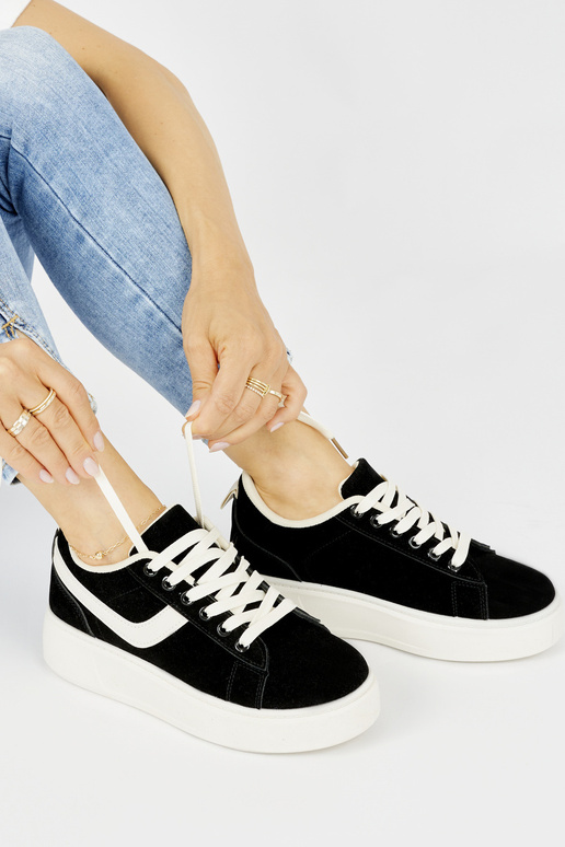 Schwarze Wildleder-Plateauschuhe für...