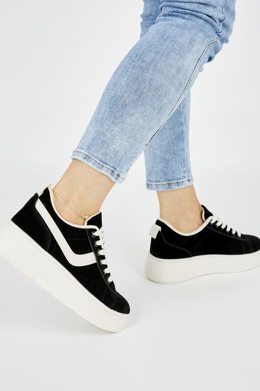 Schwarze Wildleder-Plateauschuhe für...