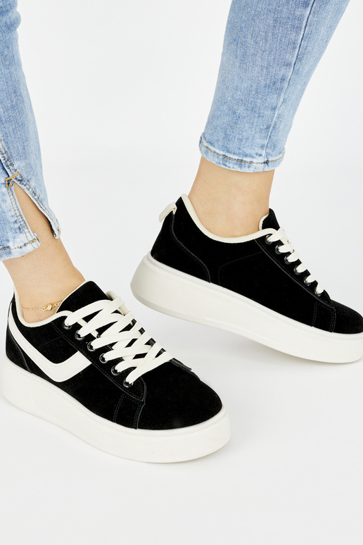 Schwarze Wildleder-Plateauschuhe für...