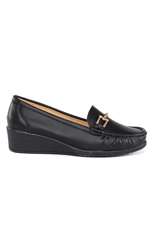 schwarze Damenmokassins mit Schnallen