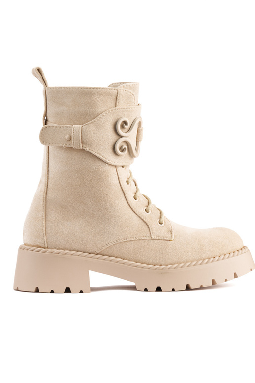 Damenstiefel aus beigem Wildleder Damenstiefel aus beigem Wildleder
