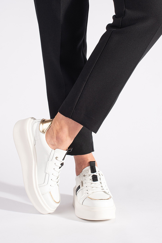 Weiße Leder-Sneaker-Modellschuhe mit...