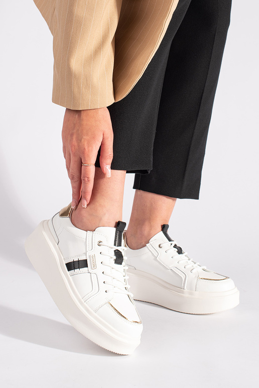 Weiße Leder-Sneaker-Modellschuhe mit...