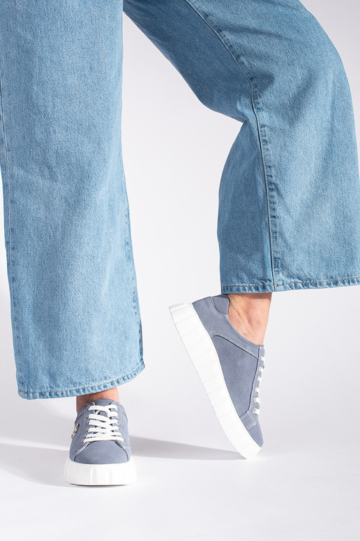 Hellblaue Stiefeletten mit...