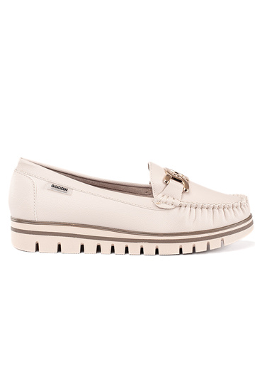 Beige Plateau-Mokassins für...