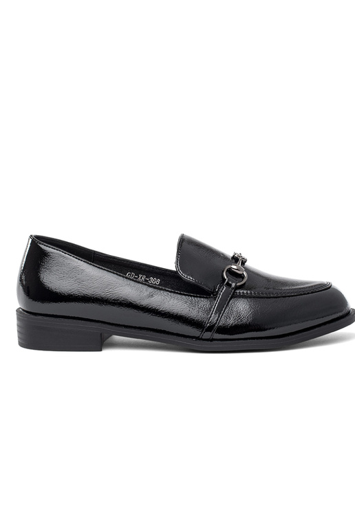 Schwarze lackierte Damenmokassins mit... Schwarze lackierte Damenmokassins mit...