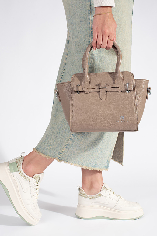 elfenbeinfarbe elegante Handtasche ze...