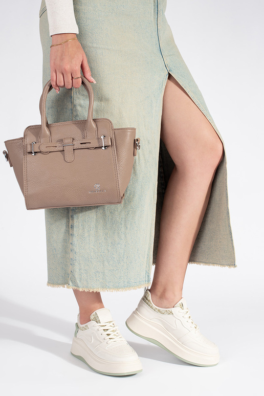 elfenbeinfarbe elegante Handtasche ze...