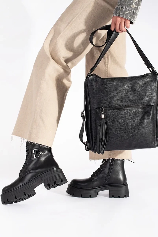 Schwarzer Damenhandtaschenrucksack...