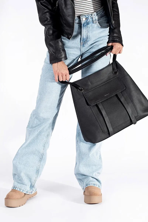 schwarze Handtasche Shopper