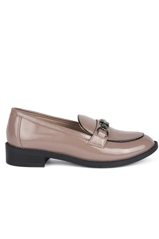 mit Lackeffekt Beige Mokassins für Damen mit Lackeffekt Beige Mokassins für Damen