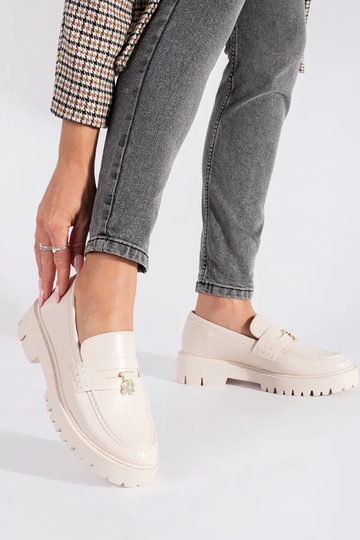 Beige Mokassins für Damen... 2