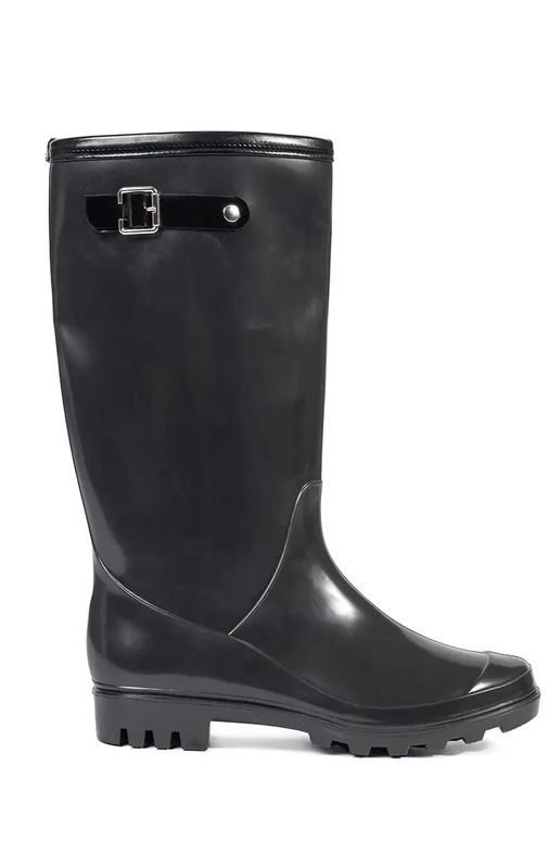 Schwarze Lackgummistiefel