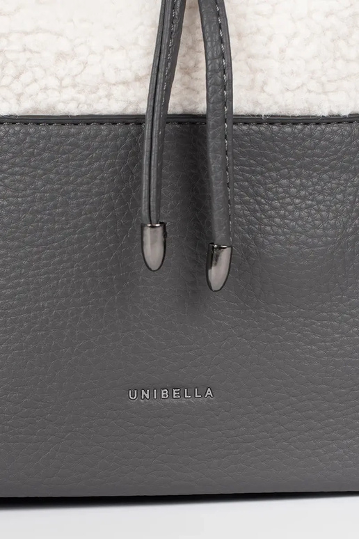 Graue elegante Handtasche mit Fell