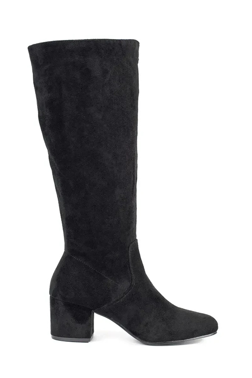 Schwarze Wildlederstiefel mit Absatz