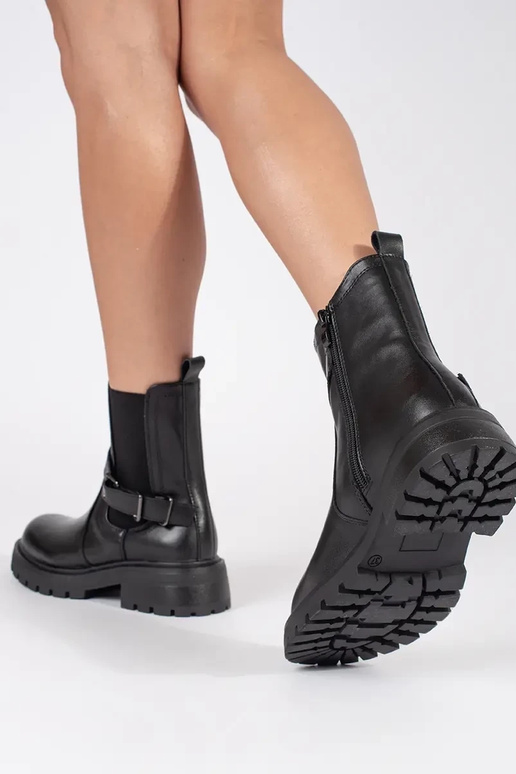 Schwarzes Leder Damen Plateauschuhe... Schwarzes Leder Damen Plateauschuhe...