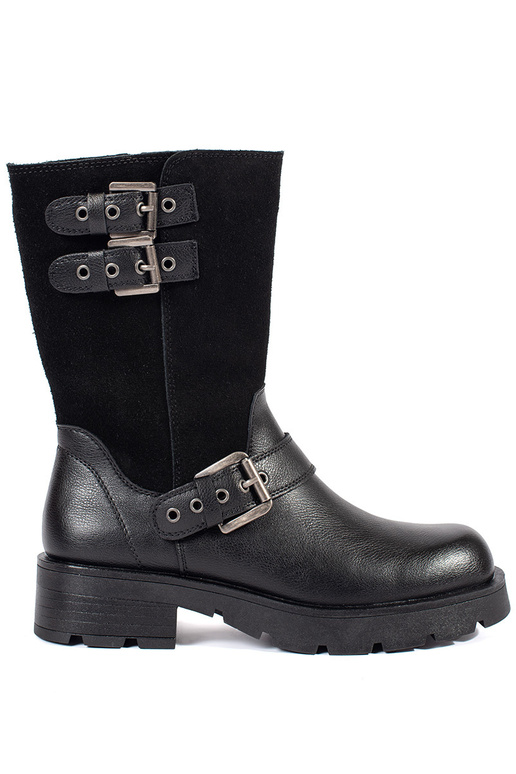 Schwarze Leder-Damenschuhe mit...