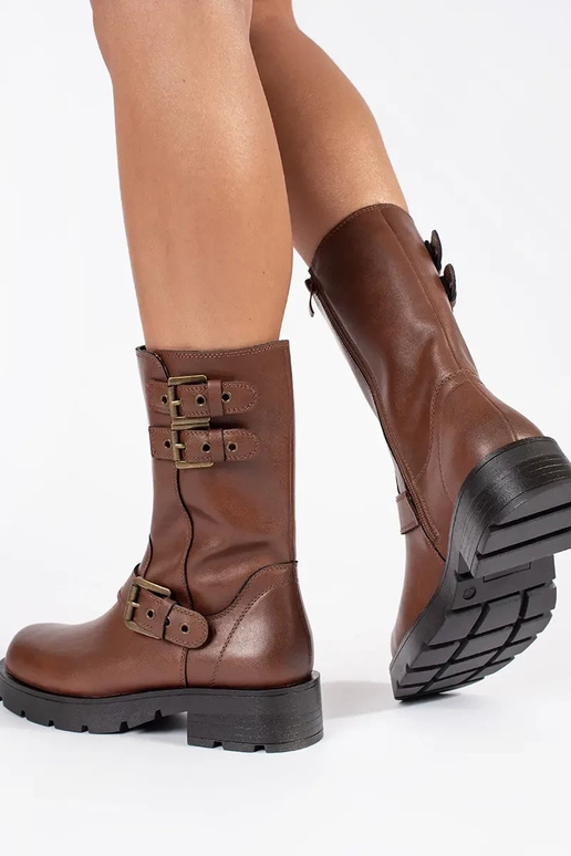 Braune Damen Lederschuhe mit...