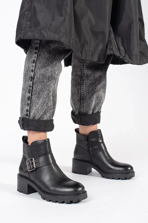 Schwarze Damen Lederschuhe mit...