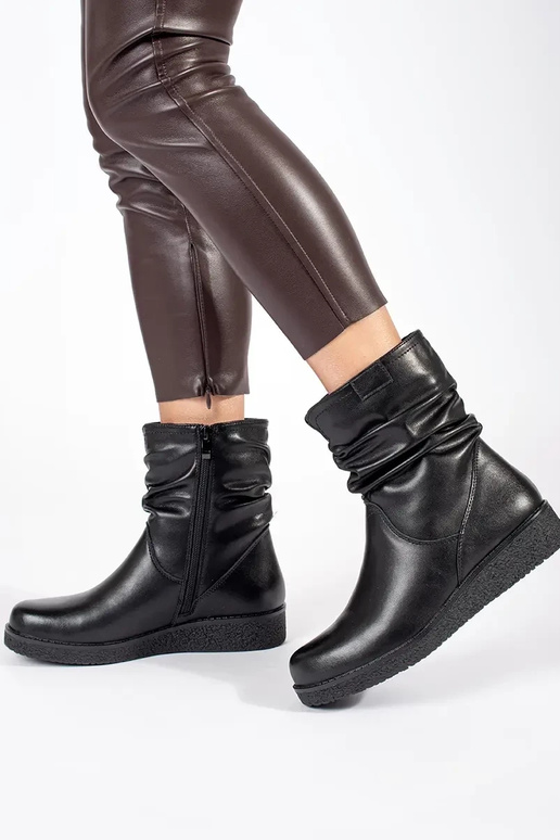 Schwarzes Leder Damen Plateauschuhe... Schwarzes Leder Damen Plateauschuhe...