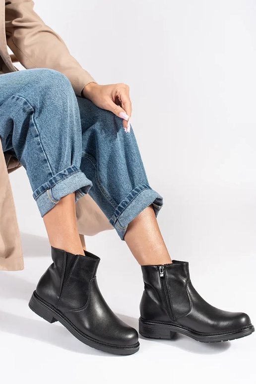 Schwarz Leder Chelsea flache Sohle... Schwarz Leder Chelsea flache Sohle...