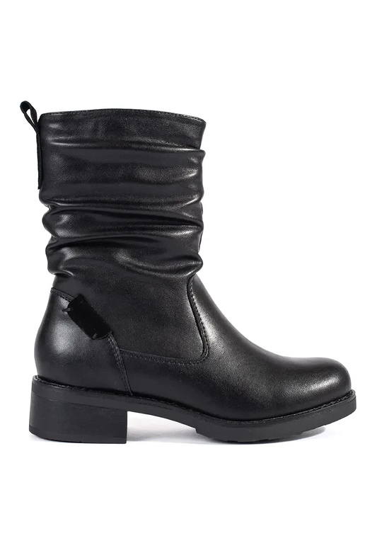 Schwarze Damenstiefel aus Leder mit... Schwarze Damenstiefel aus Leder mit...