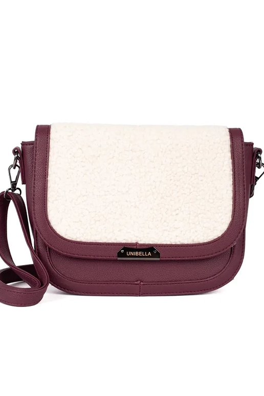 Burgunderfarbene Handtasche mit Pelz