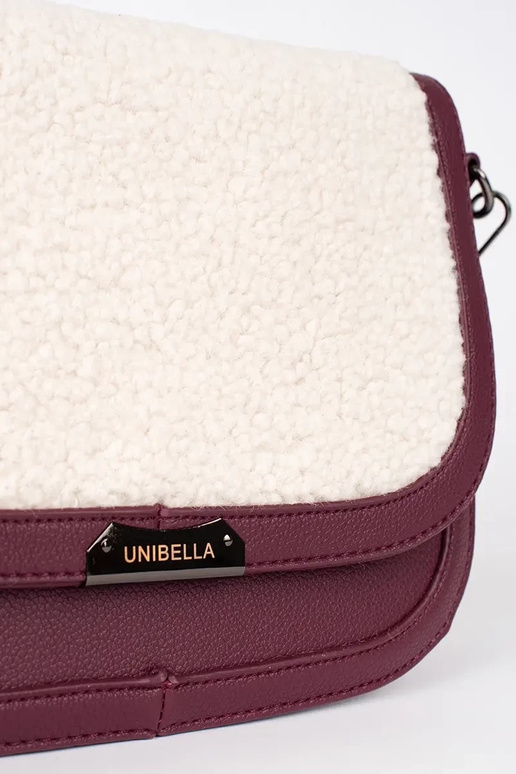 Burgunderfarbene Handtasche mit Pelz