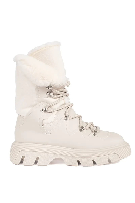 Beige geschnürt Schneestiefel für...