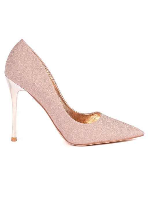 mit Glanz Rosa-golden High Heels na...