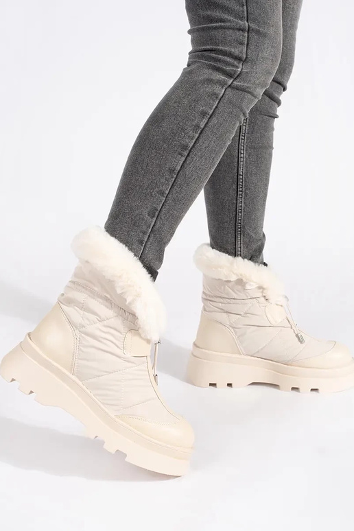 Beige Schneestiefel für Damen z...